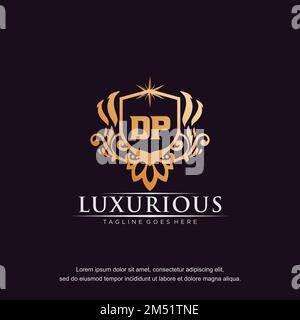 DP initial letter luxury ornament gold monogram logo template vector. Stock Vector