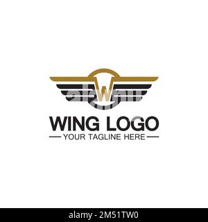 W letter for wings logo design, combination w letter and wings Stock Vector