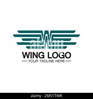 W letter for wings logo design, combination w letter and wings Stock Vector