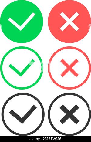 Accept and reject icons. Selection marks. Stock Vector