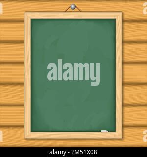 Blackboard on wooden wall, vector eps10 illustration Stock Vector