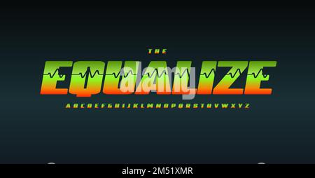 Equalizer font, sound graphic typeset, audio wave alphabet, voice ...