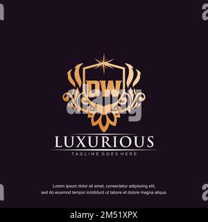 DW initial letter luxury ornament gold monogram logo template vector. Stock Vector