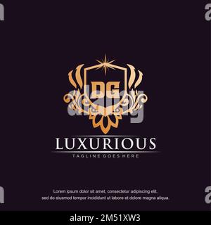DG initial letter luxury ornament gold monogram logo template vector. Stock Vector