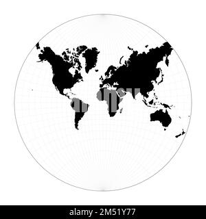 Map of the world illustration. Lagrange conformal projection. Plan world geographical map with graticlue lines. Vector illustration. Stock Vector
