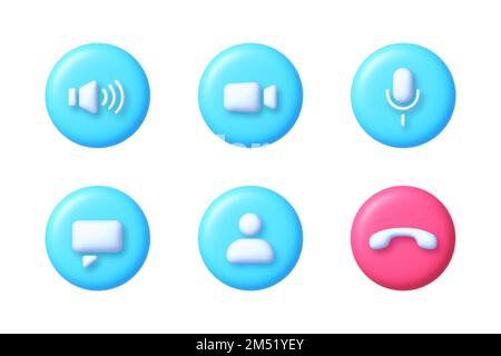 Call 3D icon set. Telephone sign. Communication concept. Call symbol. Vector illustration design element set Stock Vector