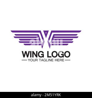 W letter for wings logo design, combination w letter and wings Stock Vector