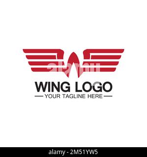 W letter for wings logo design, combination w letter and wings Stock Vector