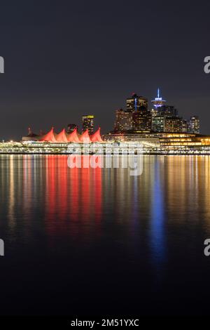 skyline of Vancouver downtown from Stanley Park at night Stock Photo