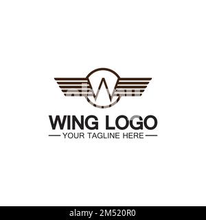 W letter for wings logo design, combination w letter and wings Stock Vector