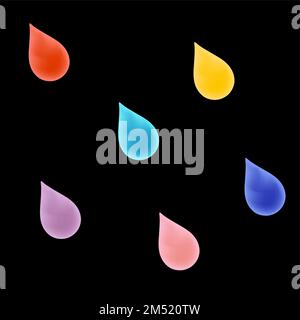 Set of Multi-colored Drops. Design Concept Kids Textile Print with Varicolored Drops on Dark Backdrop Stock Vector