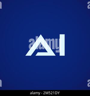 AI lettering white color isolated on dark blue, Vector Illustration Stock Vector