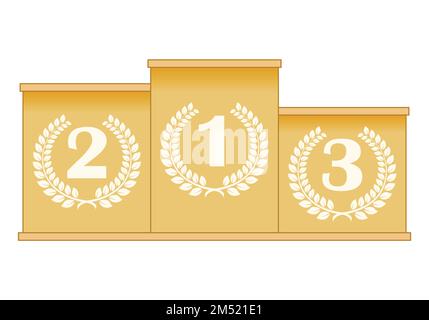 winner podium with numbers in laurel wreath, vector illustration on white background Stock Vector