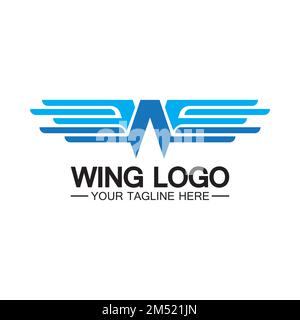W letter for wings logo design, combination w letter and wings Stock Vector