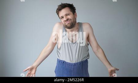 Emotional senior man not sure for something. Stock Photo
