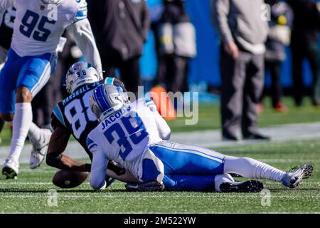 Detroit Lions' Jerry Jacobs breaks up a pass intended for