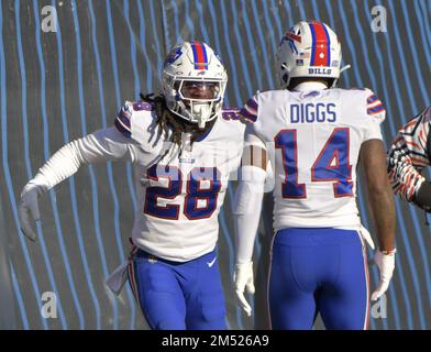 Buffalo Bills running back James Cook (28) rushes in the first half against  the Cleveland Browns during an NFL football game, Sunday, Nov. 20, 2022, in  Detroit. (AP Photo/Rick Osentoski Stock Photo - Alamy