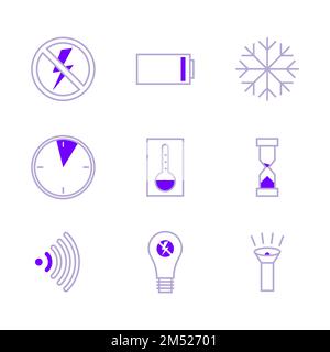 Set of linear icons related to power outages. Vector illustration Stock Vector