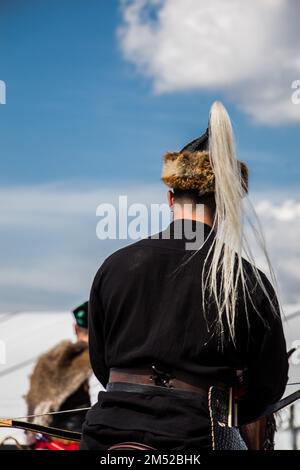 Man wearing traditional turkish hat in the view Stock Photo