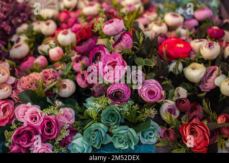 Fake colorful flowers for decorative purposes Stock Photo