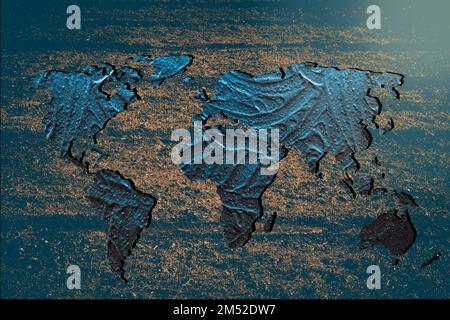 Roughly outlined world map with white background Stock Photo