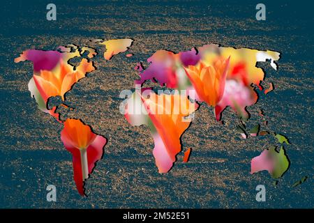 Roughly outlined world map with white background Stock Photo