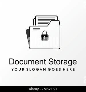 Simple and unique document holder, paper, and padlock key image graphic icon logo design abstract concept vector stock. related to office or security. Stock Vector