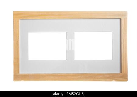 Rectangle pine photo frame with two picture frame mats inside clean Scandinavian modern Stock Photo