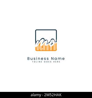 M O MO Initial letter handwritten and signature vector image template in square shape logo Stock Vector
