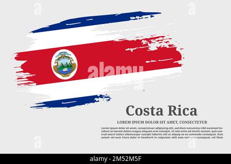 Costa Rica flag grunge brush and text poster, vector Stock Vector