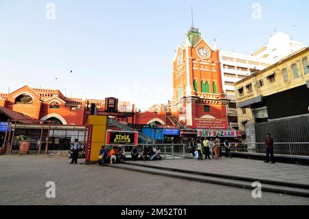 The clock tower of the New Market complex in Kolkata, India. Stock Photo