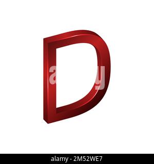 Letter D character in a realistic 3D icon style Vector Illustration isolated on white background. Letter notation symbol of the alphabet, ABC for your Stock Vector