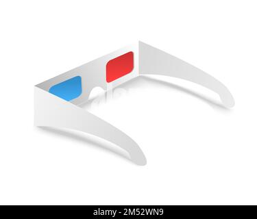 3d glasses isolated on white background vector illustration. Element for watching movies in cinema. The concept symbol elementary stereoscopic viewing Stock Vector