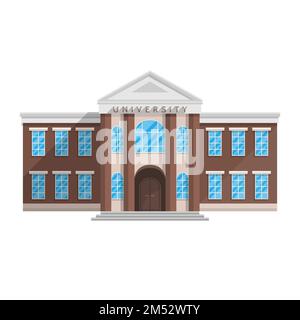 University building in flat style isolated on white background Vector illustration. Training of higher education science and research, a place where s Stock Vector