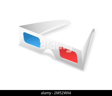 3d glasses isolated on white background vector illustration. Element for watching movies in cinema. The concept symbol elementary stereoscopic viewing Stock Vector