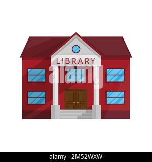 Library building in Flat style isolated on white background Vector Illustration. Symbol Architecture house Shop Books literature education teaching re Stock Vector