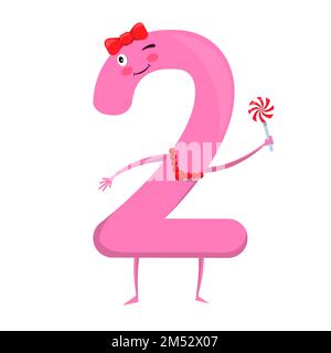 Two Cute fun colorful figure in the form of cartoon characters for kids isolated. The second Vector Illustration children s mathematical symbol, smili Stock Vector
