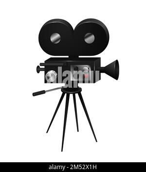 Camcorder vintage retro isolated in a realistic style on a white background Vector Illustration. Device for cinematography shooting movies, video on f Stock Vector
