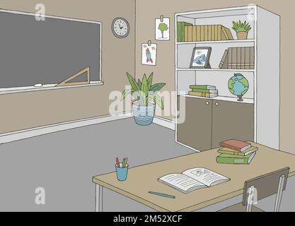 Classroom graphic color interior sketch illustration vector Stock Vector