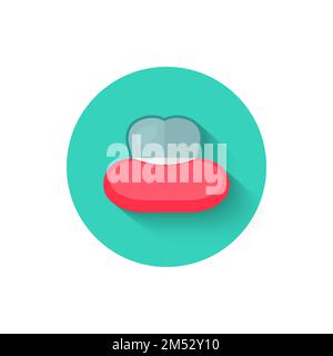 Tooth with braces icon isolated in flat design style vector illustration. Modern icon on the theme of stomatology in stylish colors. Website and desig Stock Vector