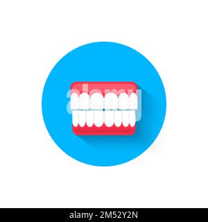 Dental prosthesis icon, illustrated in a flat design style vector illustration. Modern, minimalist icon on the topic of stomatology. Website and desig Stock Vector