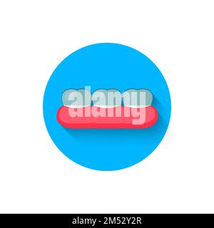 Tooth with braces icon isolated in flat design style vector illustration. Modern icon on the theme of stomatology in stylish colors. Website and desig Stock Vector