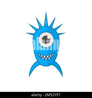 Monster blue icon isolated symbol in a cartoon flat style on a white background. Vector Illustration Halloween for your projects. Stock Vector