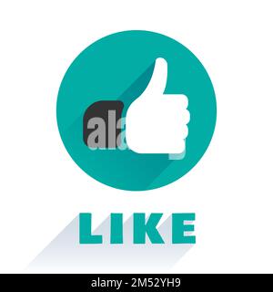 Like icon isolated in a flat style. A finger up social badge icon, rating symbol, for web site, mobile add-on and other your projects. Vector illustra Stock Vector