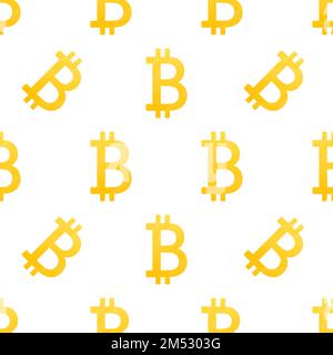 Bitcoin Vector is an isolated simple seamless pattern. Bitkoins icon symbol on a white background. Web business wallpapers for your projects. Stock Vector