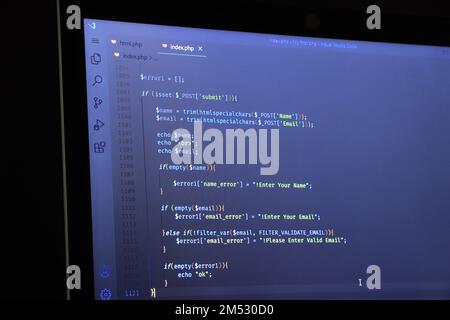 Information technology website coding standards for web design Programmer developer screen. Stock Photo