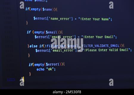Software source code. Programming code. Programming code on computer screen. Stock Photo