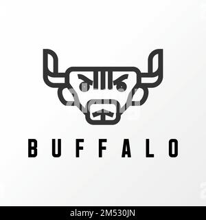 Simple and unique buffalo head in line out image graphic icon logo design abstract concept vector stock. used as a symbol related to animal or sport Stock Vector