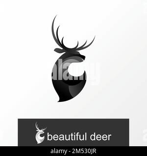 Simple and unique beautyful deer head image graphic icon logo design abstract concept vector stock. used as a symbol related to animal or character Stock Vector