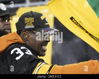 John Frenchy Fuqua of the Pittsburgh Steelers, models one of his